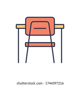 School Desk And A Chair Vector Icon Symbol Isolated On White Background