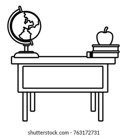 School desk with elements
