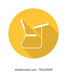 School desk flat design long shadow glyph icon. Student seat. Vector silhouette illustration