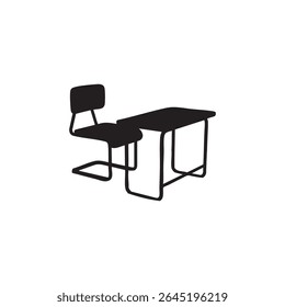  school desk flat silhouette vector isolated on white background