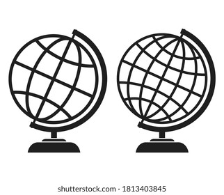 School desk globe vector icons on white background