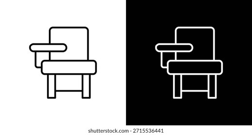 Schulschreibtischsymbol im Liniendesign. Bearbeitbare Strichsymbole.