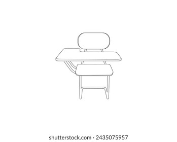 School desk Icon and Logo. Isolated design element. School desk chair line icon, outline vector sign, linear style pictogram isolated on white. Symbol, logo illustration. Vector Outline illustration.