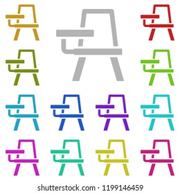 school desk icon in multi color style. Simple glyph vector of education set for UI and UX, website or mobile application