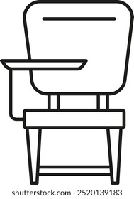 Schulschreibtisch Symbol Vektor Linie Symbol Design
