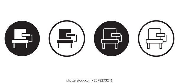 school desk icons vector design simple line black white illustration collections templates sets isolated