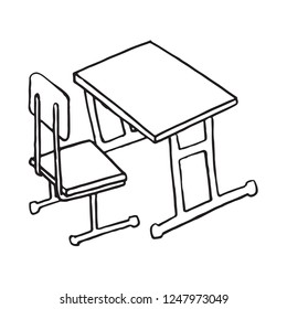 School desk isolated hand drawing, vector illustration design. Education collection