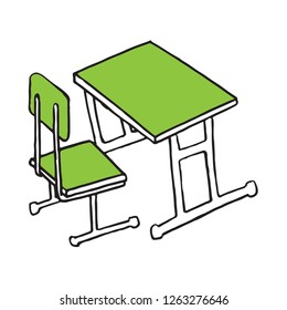 School desk isolated hand drawing, vector illustration design. Education collection
