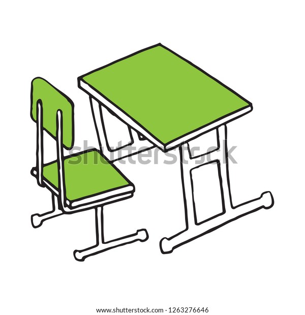 School Desk Isolated Hand Drawing Vector Stock Vector Royalty