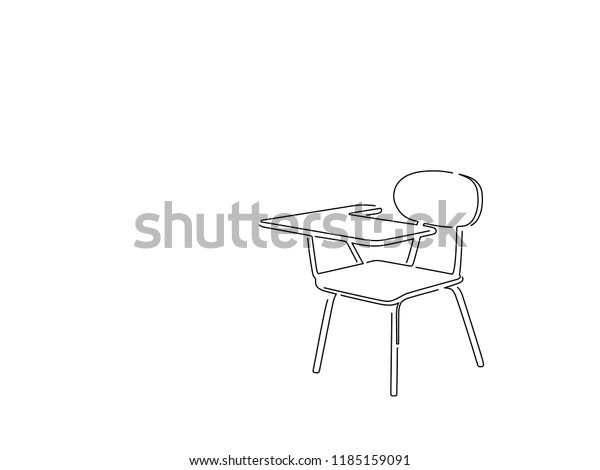 School Desk Isolated Line Drawing Vector Stock Vector Royalty