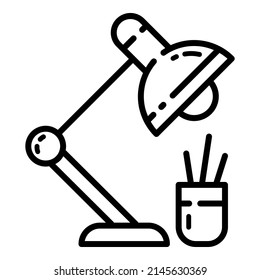 School Desk Lamp Flat Icon Isolated On White Background