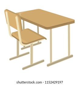 School Desk. School Supplies Icon and Logo. Isolated design element. Vector Cartoon illustration.