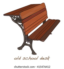school desk vintage vector illustration