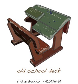 school desk vintage vector illustration