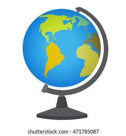 School desktop globe. Vector illustration isolated on white