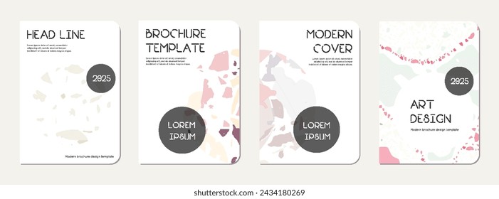 School diary cover design. Terrazzo abstract background made of natural stones, granite, quartz and marble. Venetian terrazzo texture school diary template.