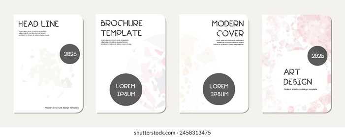 School diary cover design. Terrazzo abstract background made of natural stones, granite, quartz and marble. Venetian terrazzo texture school diary template.