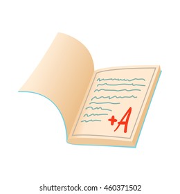 School diary icon in cartoon style isolated on white background. Study symbol