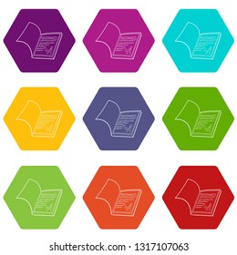School diary icons 9 set coloful isolated on white for web