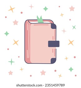 Diario escolar. Notas personales para la chica. Diseño de caricaturas de cuaderno. Icono de la ilustración plana vectorial.