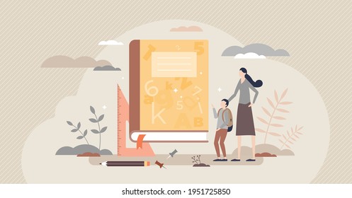 School diary as schedule planning book for elementary tiny person concept. Stationary for learning notes, events and activities organization vector illustration. Writing daily homeworks to remember.