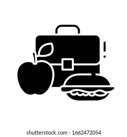 School dinner black icon, concept illustration, vector flat symbol, glyph sign.