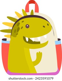 School Dinosaur Backpack Vector Illustration