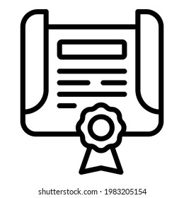 School diploma icon. Outline School diploma vector icon for web design isolated on white background