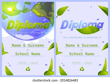 Diploma escolar, salvar el marco del certificado del planeta