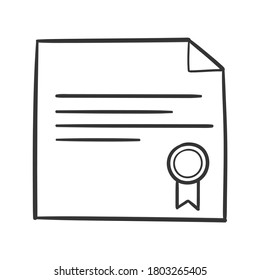 School Diploma Traditional Doodle. Icons Sketch Hand Made. Design Vector Line Art.