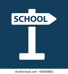 school direction signpost icon on color background