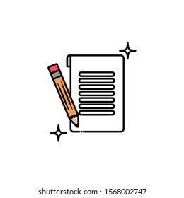 school document with pencil fill style icon vector illustration design