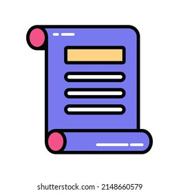 School document vector icon. Purple  color education file icon