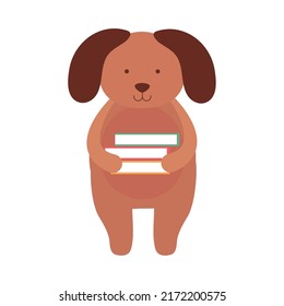 icono del perro escolar con libros