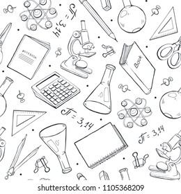 School Doodle Background Vector Seamless Pattern Stock Vector (Royalty ...