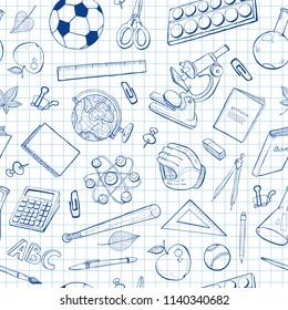 School Doodle Background Vector Seamless Pattern Stock Vector (Royalty ...