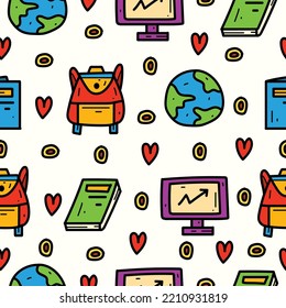 School doodle cartoon pattern illustration design