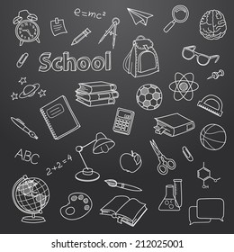 School doodle on a blackboard vector background file