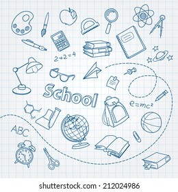 School Doodle On Notebook Page Vector Background File