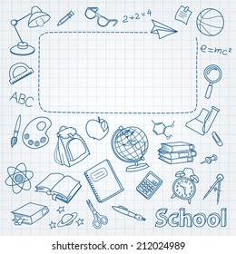 School doodle on the page with space for text vector