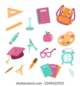 School doodle vector illustration set collection