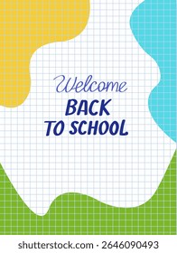   School doodles on notebook sheet.  Back to school. School supplies and elements are drawn on a notebook page. Hand-drawn vector illustrations. outline ornament