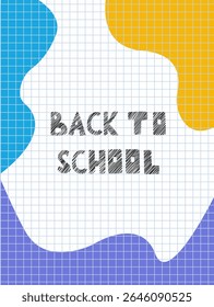   School doodles on notebook sheet.  Back to school. School supplies and elements are drawn on a notebook page. Hand-drawn vector illustrations. outline ornament