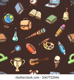 School doodles seamless pattern.