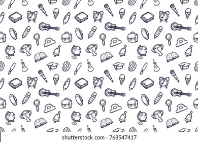 School doodles seamless pattern.