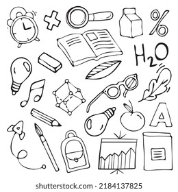 School doodles. Vector illustration isolated on white background.