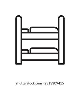 School Double Bed Outline Icon Vector Illustration