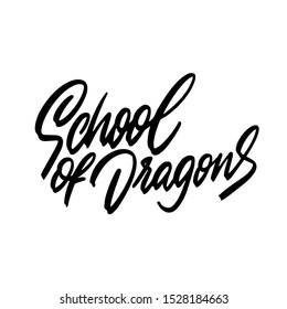 School of Dragons. Concept of education.Teaching niche school vector design.