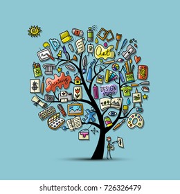 School of drawing, art tree for your design