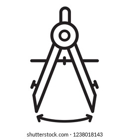 school drawing compass icon in trendy flat style 